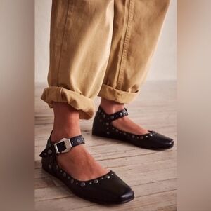 Free People Mystic Mary Jane Studded Flats Black 8